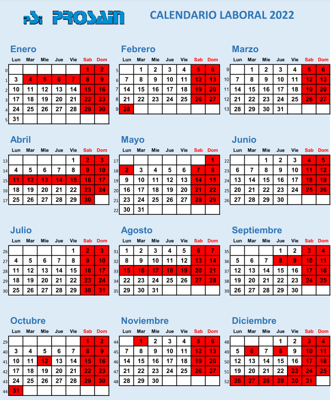 Calendario laboral Calendario laboral